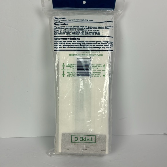 DVC Brand Disposable Vacuum Bags Type C 12 bags in package NEW UNOPENED - Picture 3 of 5